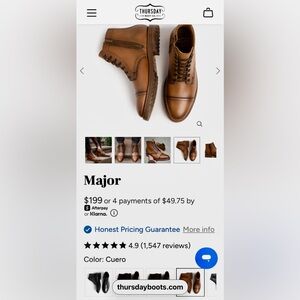 Thursday Boot Company Major Boots in Cuero Brown